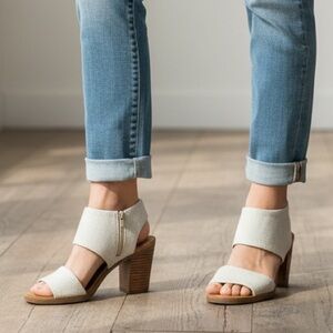 Toms Cream Canvas Majorca Heeled Sandals